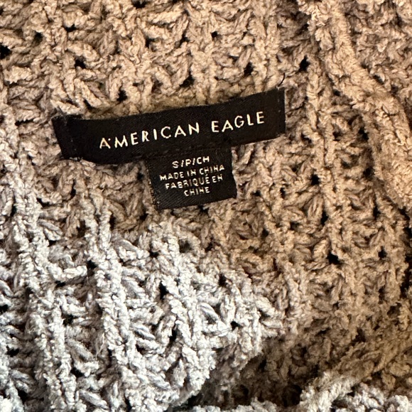 Sz S American Eagle blue mock knit neck sweater wool blend chenille feel soft - Picture 6 of 7
